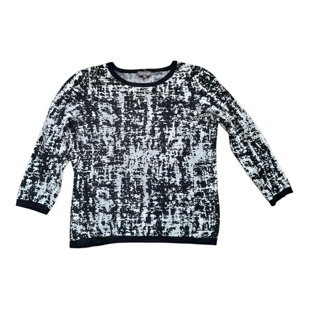Vince Camuto Monochrome Abstract Crew Neck Sweater